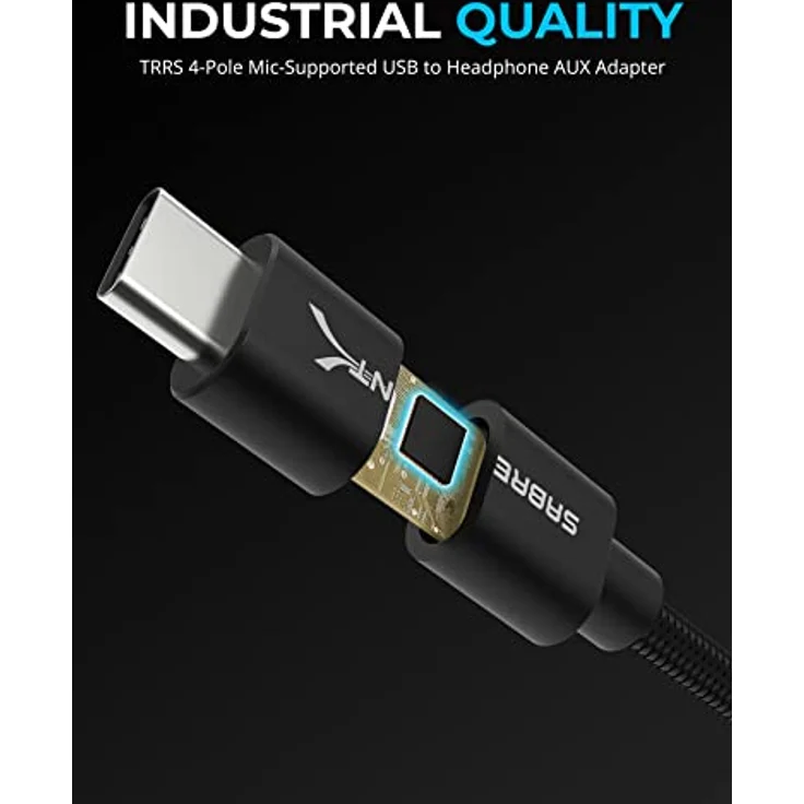 Sabrent USB-C auf kopfhörer | USB TYP C auf Klinke 3,5 mm | USB Externe Soundkarte | Audio zu USB Adapter | USB soundkart konverter for Samsung Galaxy, PS4, PS5, Windows und Mac, 50cm Kabel (CB-UC35) – Bild 4