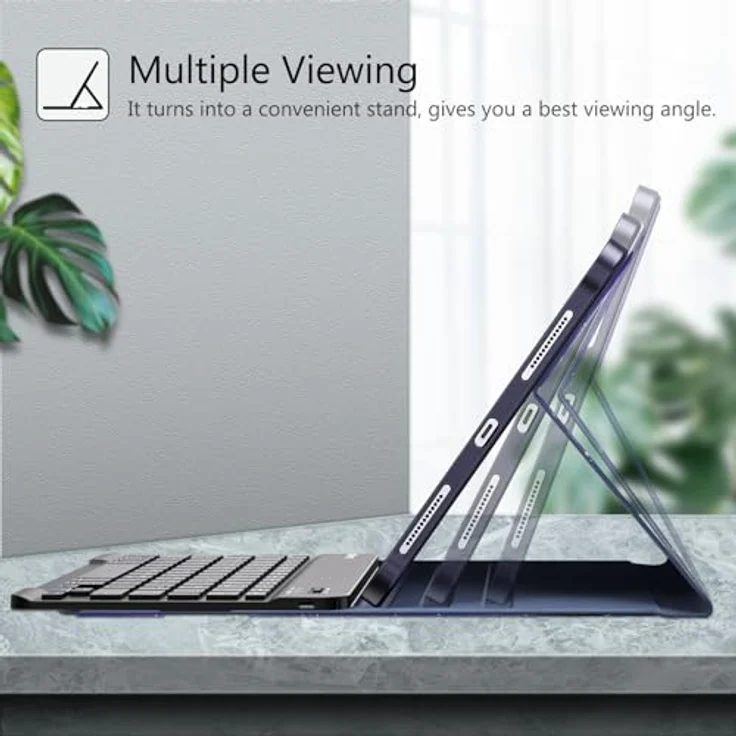 FINTIE Tastatur Hülle für iPad Air 11 Zoll M3/M2 (2025/2024), iPad Air 5/4 Generation 10.9" (2022/2020), TPU Rückschale Schutzhülle mit Stifthalter, abnehmbarer QWERTZ Keyboard, Schwarz - Die Galaxie – Bild 4
