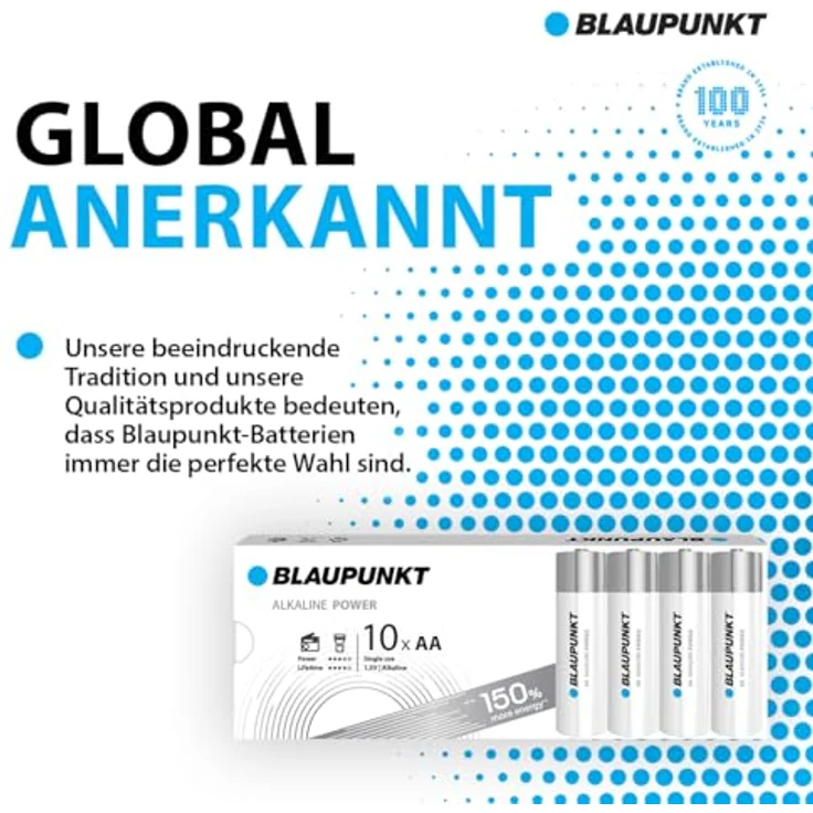 BLAUPUNKT AA Alkalibatterien LR6BPO/10CB, Packung mit 10, ideal für Wanduhren und TV-Fernbedienungen, bis zu 7 Jahre Batteriestromschutz – Bild 5