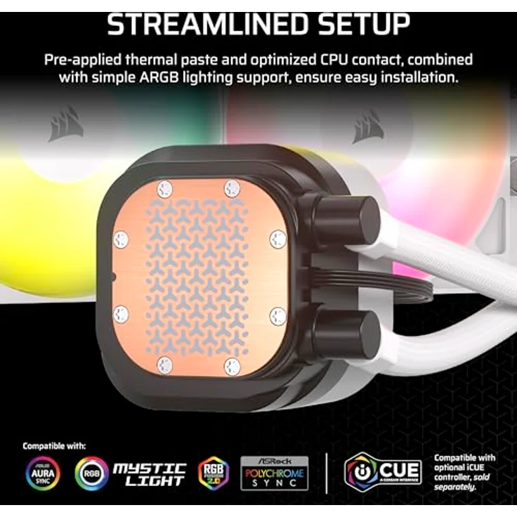 Corsair Nautilus 360 RS ARGB CPU-Flüssigkeitskühler – Geräuscharm – Intel LGA 1851/1700, AMD AM5/AM4 – 3X RS120 ARGB-Ventilatoren – Weiß – Bild 3
