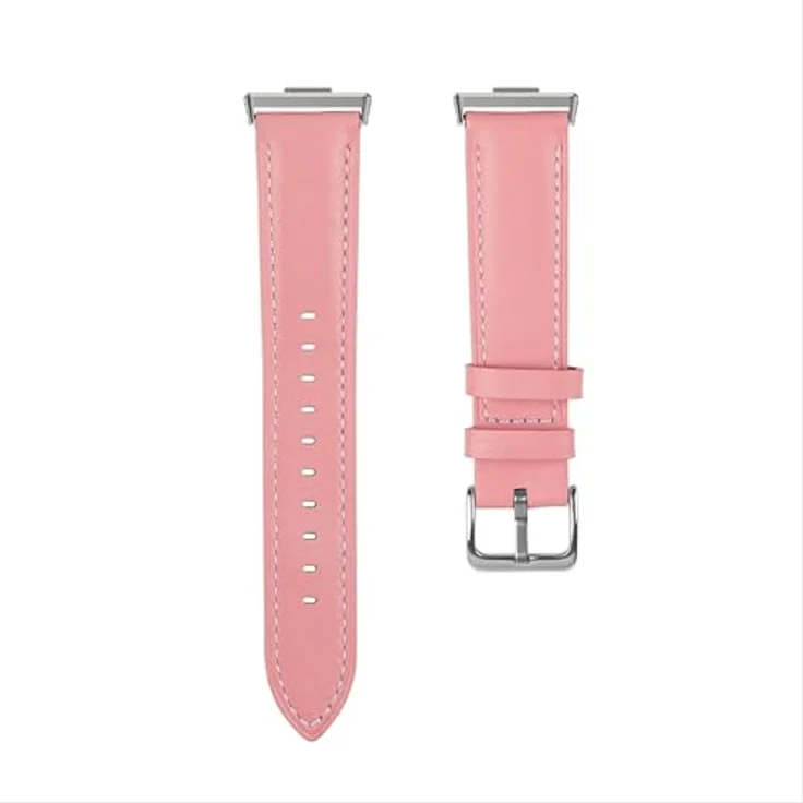GIOPUEY Echtleder Armband für Huawei Watch Fit 3/4/4 Pro, verschleißfest und atmungsaktiv, pink – Bild 2