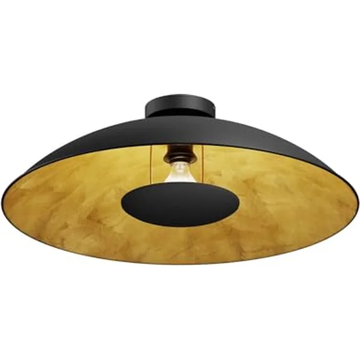 Lindby Deckenlampe schwarz, gold Ø 60 cm, Metall Schirm, atmosphärisches Licht, 1x E27