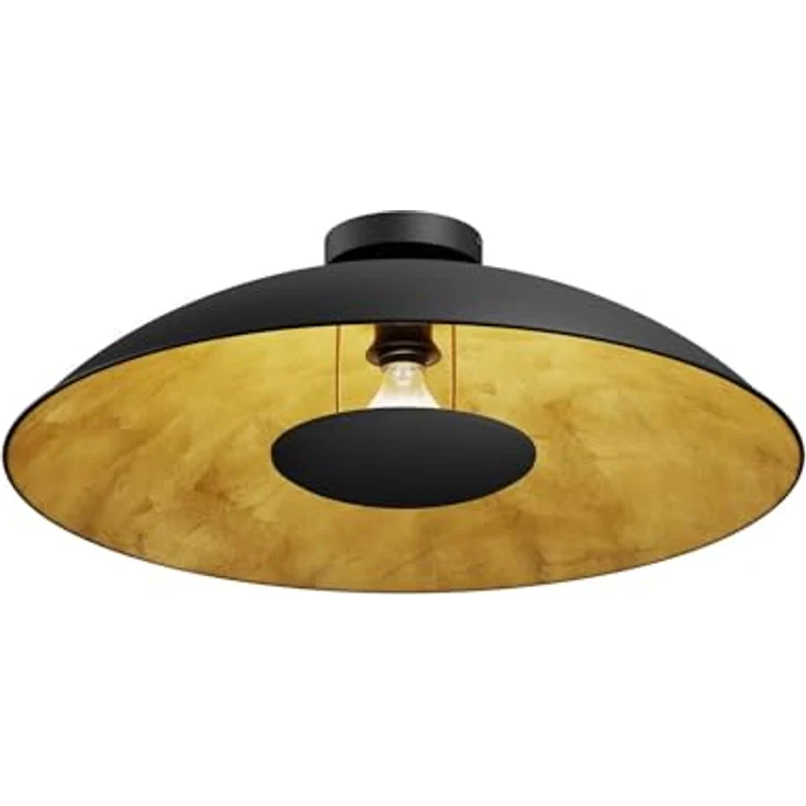 Lindby Deckenlampe schwarz, gold Ø 60 cm, Metall Schirm, atmosphärisches Licht, 1x E27 – Bild 1