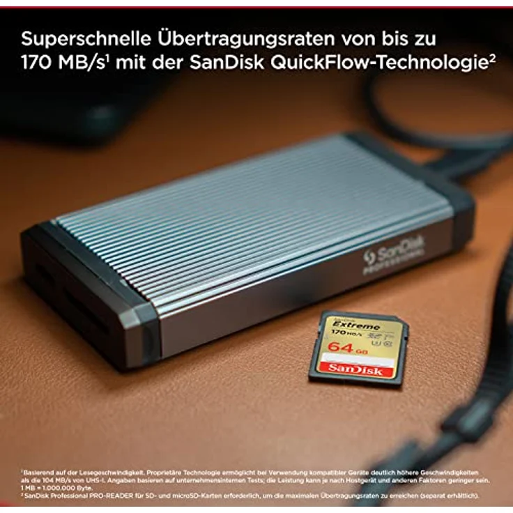 SanDisk Extreme SDXC UHS-I Speicherkarte 64 GB (V30, 170 MB/s Übertragung, U3, 4K UHD Videos, SanDisk QuickFlow-Technologie, wasserdicht, stoßfest, temperaturbeständig) – Bild 3