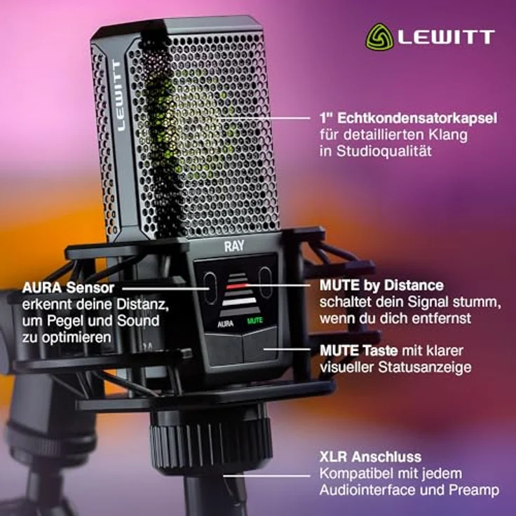 Lewitt Mikrofon, Ray - Kondensatormikrofon mit AURA Technologie und Record-Ready Sound – Bild 5