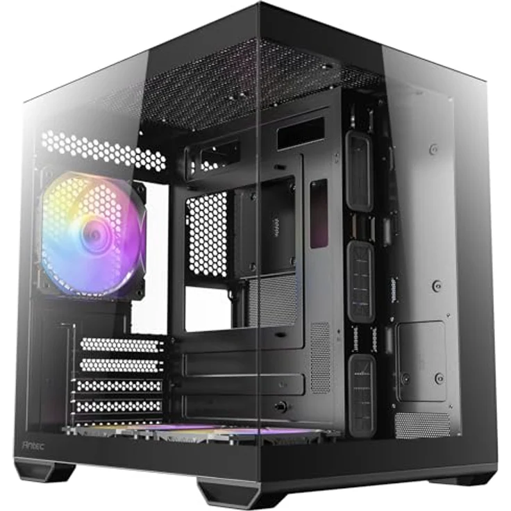 Antec CX60M ARGB Mini Tower Gehäuse, Micro-ATX, gehärtetes Glas, schwarz, mit optimiertem Airflow und Unterstützung für Flüssigkeitskühlung – Bild 2