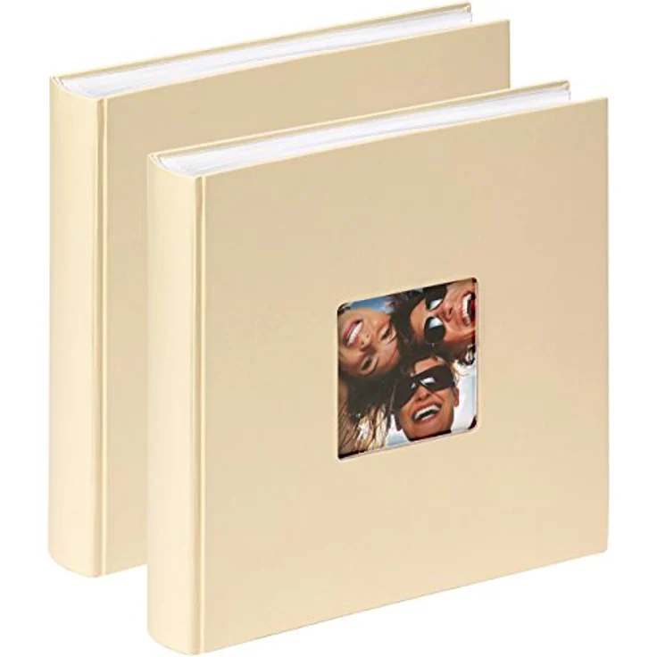 Walther design Fotoalbum FA-208-HD, creme, 30 x 30 cm, Doppelpack mit Cover-Ausstanzung, 100 weiße Seiten und CD-Archiv – Bild 1