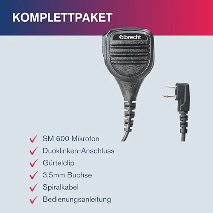 Albrecht SM 600 Lautsprecher-Mikrofon, 41755, L-Stecker mit 3,5mm Anschluss für externen Ohrhörer – Bild 7