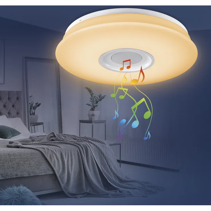 DS Produkte EASYmaxx LED-Deckenleuchte mit Bluetooth-Lautsprecher, dimmbar, einfarbig oder Farbwechsel, inklusive Fernbedienung