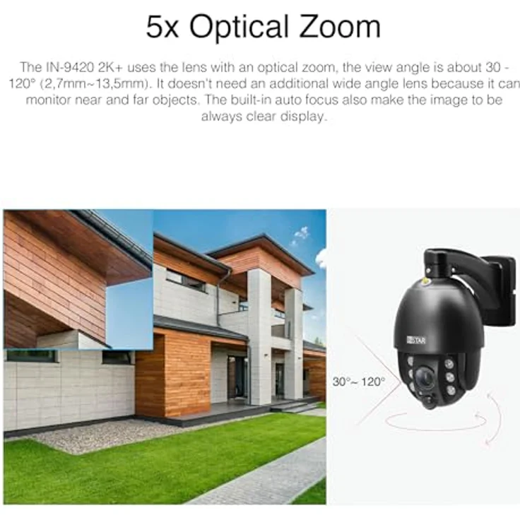 INSTAR IN-9420 2K+ schwarz, Überwachungskamera mit KI (AI) - IP Kamera - PIR - Steuerbar PTZ - Innen- und Außenbereich - Audio - HomeKit - MQTT – Bild 3