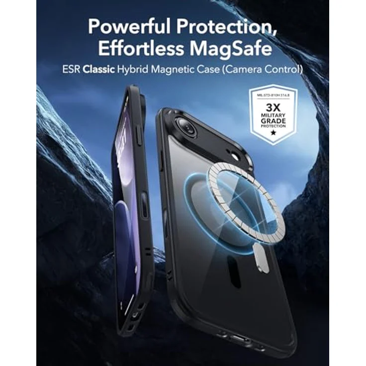 ESR Classic Hybrid HaloLock Case für Apple iPhone Air, transparent/schwarz, MagSafe-kompatibel mit Kamerasteuerung und militärischem Schutzstandard – Bild 2