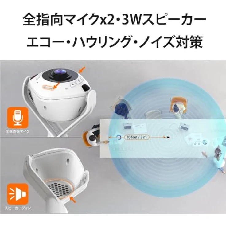 j5Create JVU368-N 360°-AI-gesteuerte Webcam mit Freisprecheinrichtung (2.10 Mpx), Weiss – Bild 5