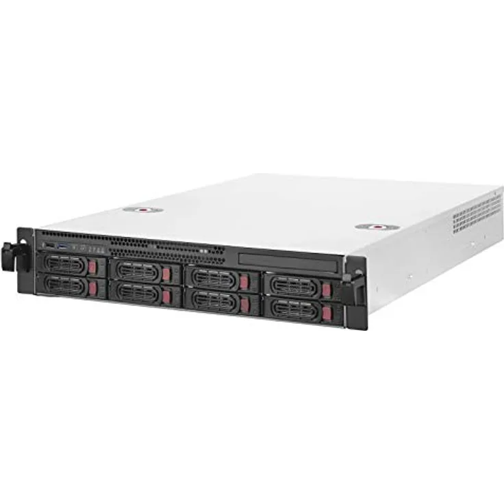 SilverStone Technology SST-RM22-308 - 2U Rackmount Server Gehäuse, unterstützt 8X 2.5/3.5 SAS/SATA HDD/SSD mit Mini-SAS-HD-SFF-8643-12-Gb/s-Schnittstelle Silber