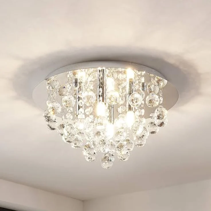 Lindby Deckenlampe 'Antonino' in Chrom aus Kristall (4 flammig, G9) - Wohnzimmerleuchte in stilvollem Design – Bild 3