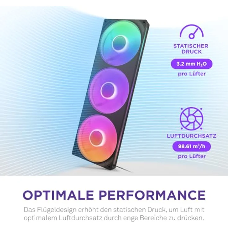 NZXT F420 RGB Core, 140 mm PC Lüfter mit Uni-Body-Konstruktion und RGB-Beleuchtung, Schwarz – Bild 7