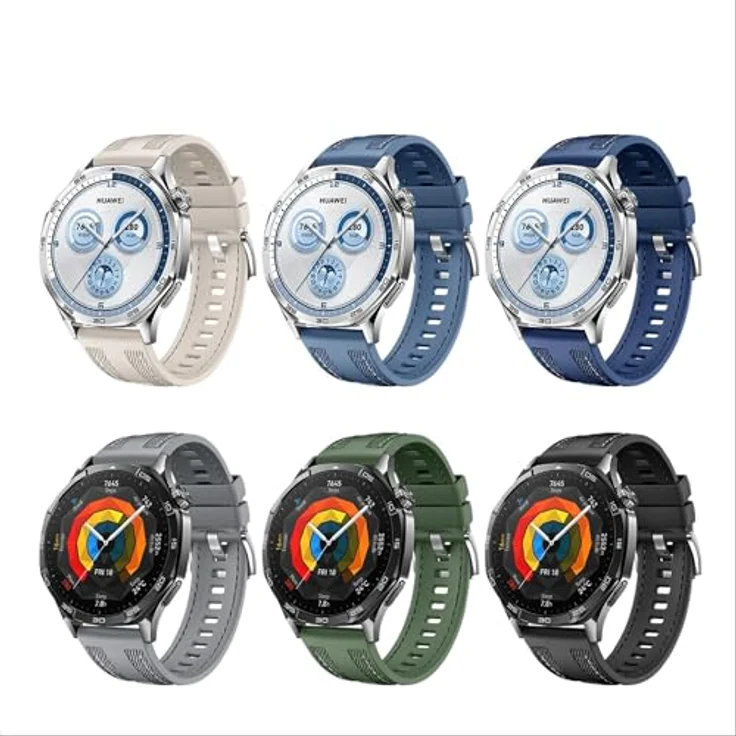 GIOPUEY Armband für Huawei Watch GT 6/GT 5 46mm/GT6 Pro/GT5 Pro, Weiches Silikon Ersatzarmband, Verschleißfest & Atmungsaktiv - beige – Bild 4