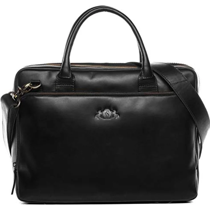 SID & VAIN Ryan XL - Große Laptoptasche echt Leder 15.4 Zoll - Schwarz handgefertigt mit hochwertigem Anilin-Leder und Slow Fashion-Verarbeitung – Bild 4