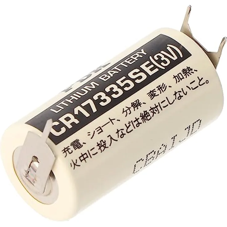 FDK Sanyo Lithium Batterie CR17335 SE, 2/3A Rundzelle mit 3er Print Lötfahnen, 3,0 Volt, 1800mAh, Rastermaß 7,6mm