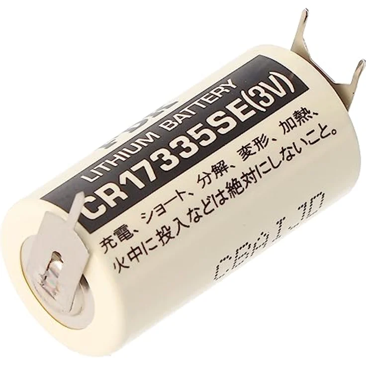 FDK Sanyo Lithium Batterie CR17335 SE, 2/3A Rundzelle mit 3er Print Lötfahnen, 3,0 Volt, 1800mAh, Rastermaß 7,6mm – Bild 1