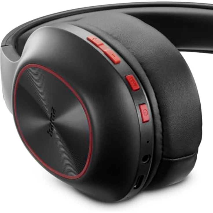 Hama Bluetooth-Kopfhörer Spirit Calypso II, Over-Ear, Bass Boost, faltbar, SW (NC, Kabellos), Rot, Schwarz – Bild 11