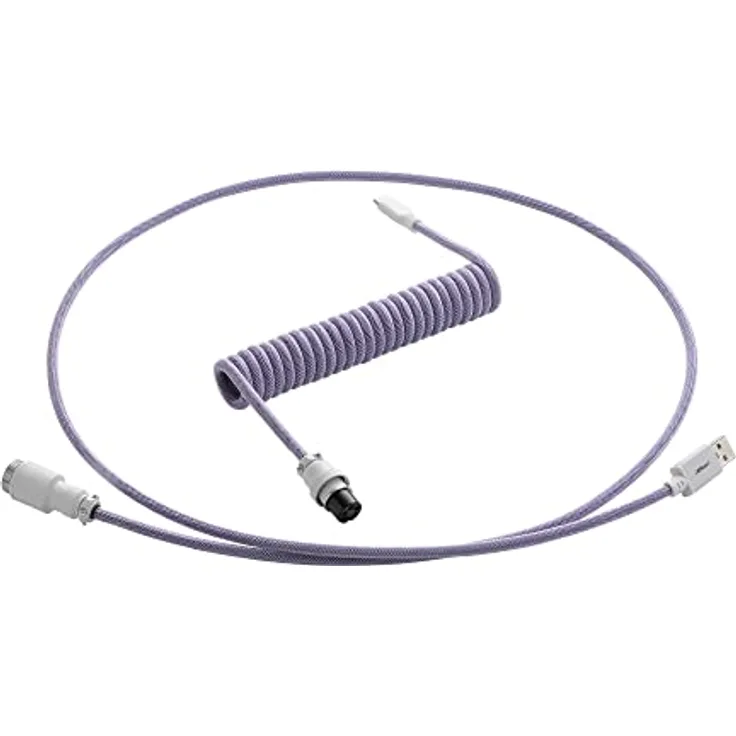 CableMod Pro Coiled Keyboard Cable - Violett - Spiralkabel für Tastatur USB C auf USB Typ A - Gaming Tastaturkabel 1,5m Lange - Hohe Lebensdauer - Aviator Stecker