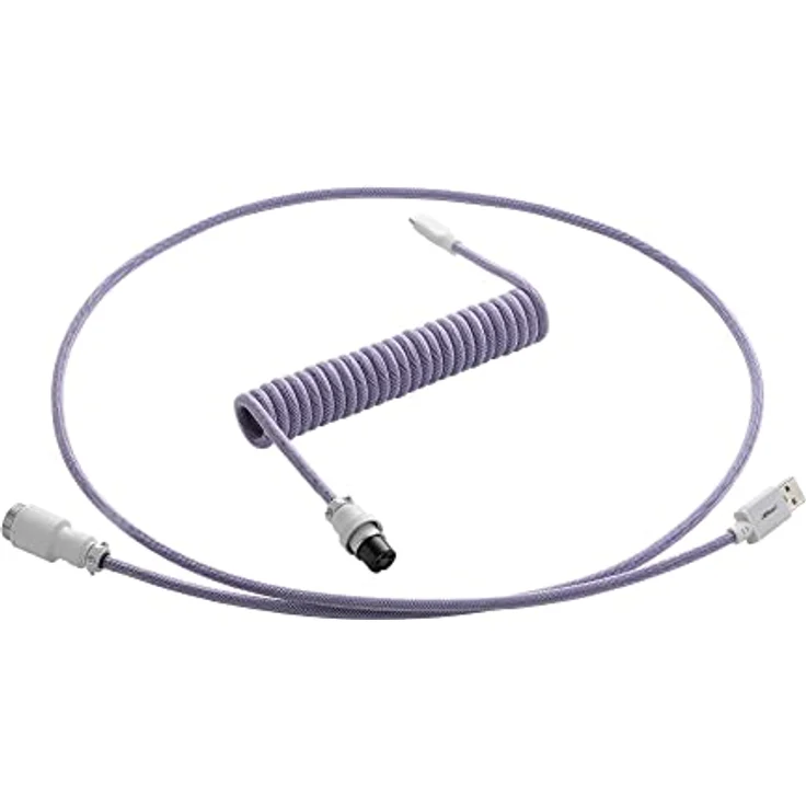 CableMod Pro Coiled Keyboard Cable - Violett - Spiralkabel für Tastatur USB C auf USB Typ A - Gaming Tastaturkabel 1,5m Lange - Hohe Lebensdauer - Aviator Stecker – Bild 1