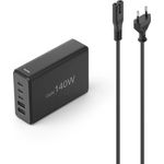 Hama Ladestation 5 Ports, GaN Schnellladegerät mit 3xUSB-C und 2xUSB-A, PD, 140 W, schwarz