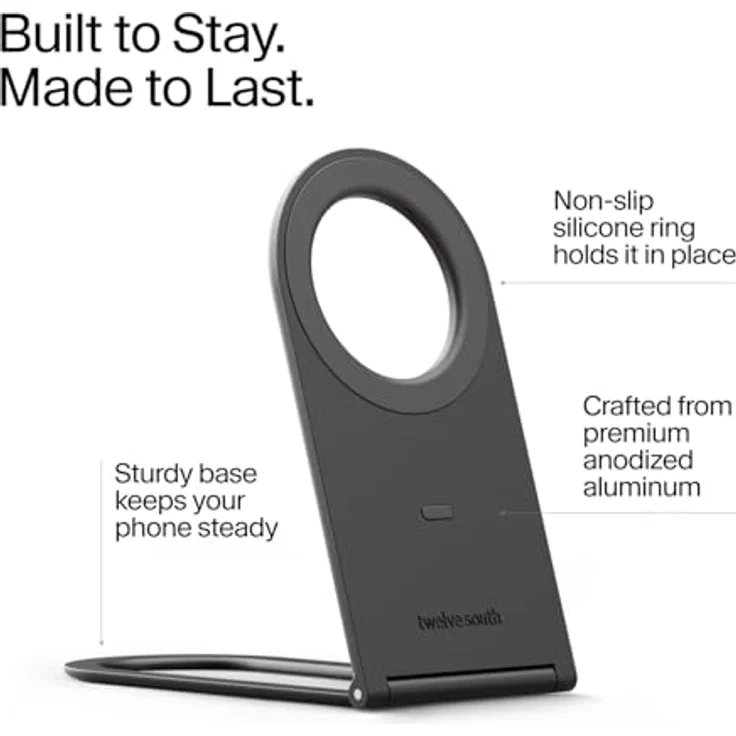 TwelveSouth Curve Nano, faltbare Smartphone Halterung mit Magnet und verstellbarem Scharnier, Grau – Bild 7