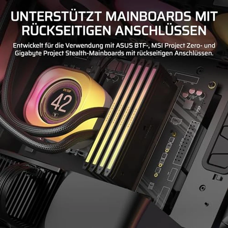 CORSAIR iCUE LINK 5000T LX RGB Mid-Tower ATX PC-Gehäuse – 3X Vorinstallierte LX120 RGB-Lüfter, Integriert Aurora RGB-Lichtstreifen, Geräumiges Interieur, iCUE LINK Inklusive Systemnabe – Schwarz – Bild 5