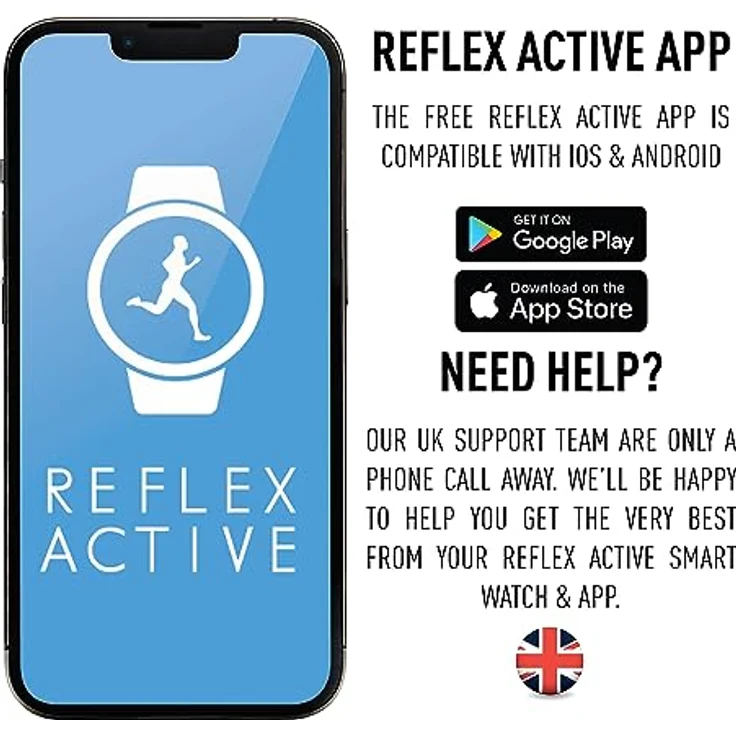 Reflex Active Series 43 Smartwatch, mit GPS, 100+ Sportmodi, Herzfrequenzmesser, Anruf-Funktion, IP68 wasserdicht, schwarzes Silikonarmband für Android – Bild 5