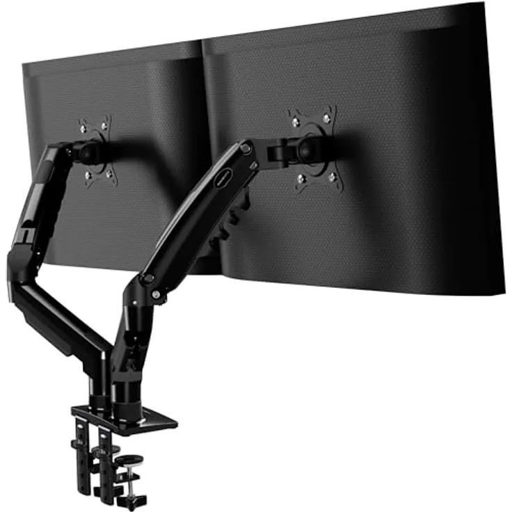 Invision MX400 Doppelarm Monitor Halterung für 19-32 Zoll Bildschirme, VESA 75 & 100 mm, Höhenverstellbar, Schreibtischklemme, Tragfähigkeit 2-9 kg, ergonomisches Design