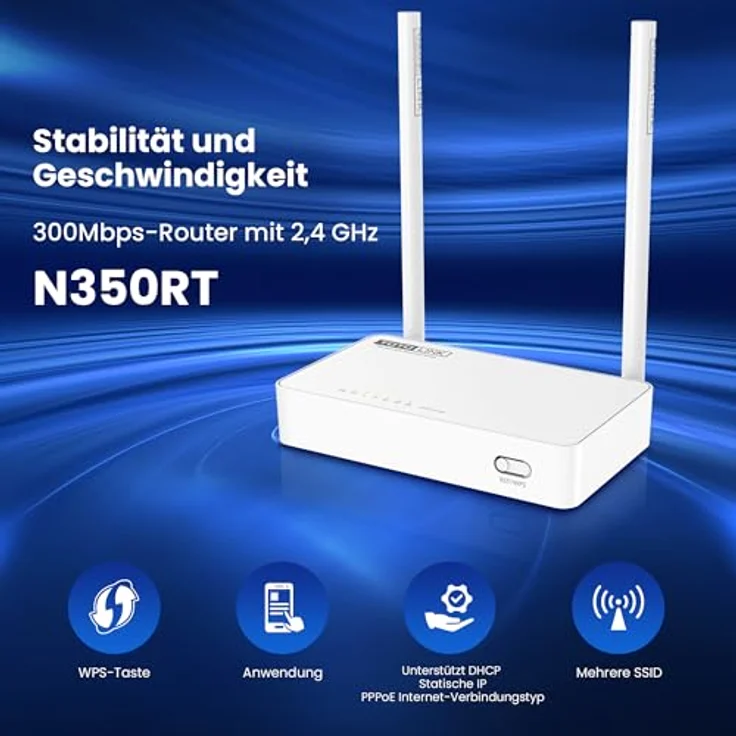 TOTOLINK N350RT, 2,4 GHz WLAN Router mit 300 Mb/s, WPS, Multi SSID, Kindersicherung, 2 externe Antennen 5dBi – Bild 3