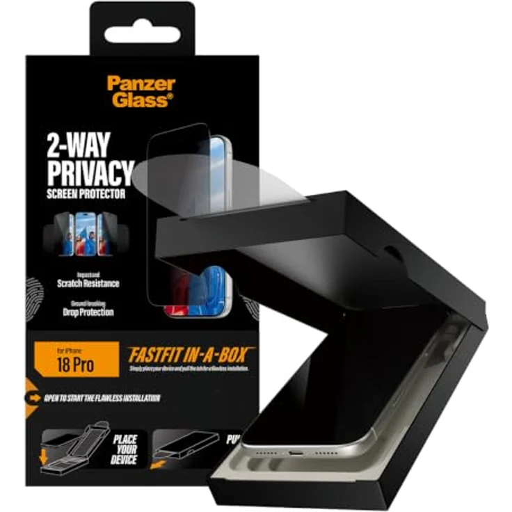 PanzerGlass 2-Way Privacy Screen Protector für Apple iPhone 18 Pro, Ultra-Wide Fit mit FASTFIT IN-A-BOX, Displayschutzfolie – Bild 6