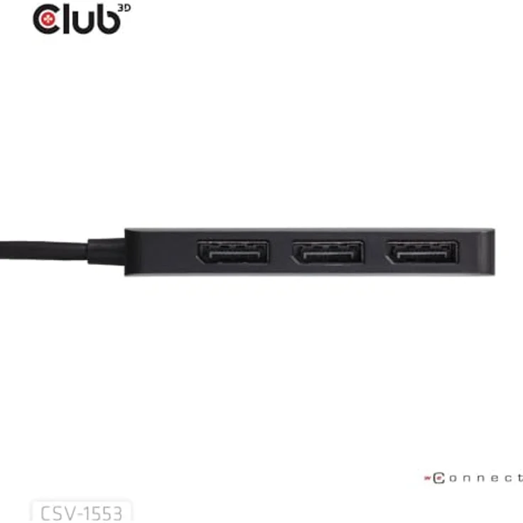 Club 3D CSV-1553 USB Typ C (DP Alt-Mode 2.1) auf DisplayPort Triple Monitor 4K60Hz MST Hub, Schwarz – Bild 4