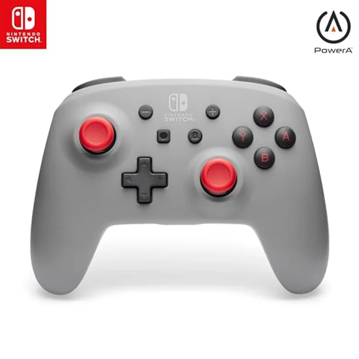 PowerA Kabelloser Controller für Nintendo Switch - Retro-Grau, Gamepad, 40 Stunden Batterielaufzeit, offiziell lizenziert – Bild 1