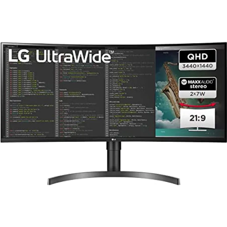 LG UltraWide Curved QHD Monitor 35WN75CP-B 89 cm - 35 Zoll, VA-Panel, HDR10, AMD FreeSync, Schwarz
