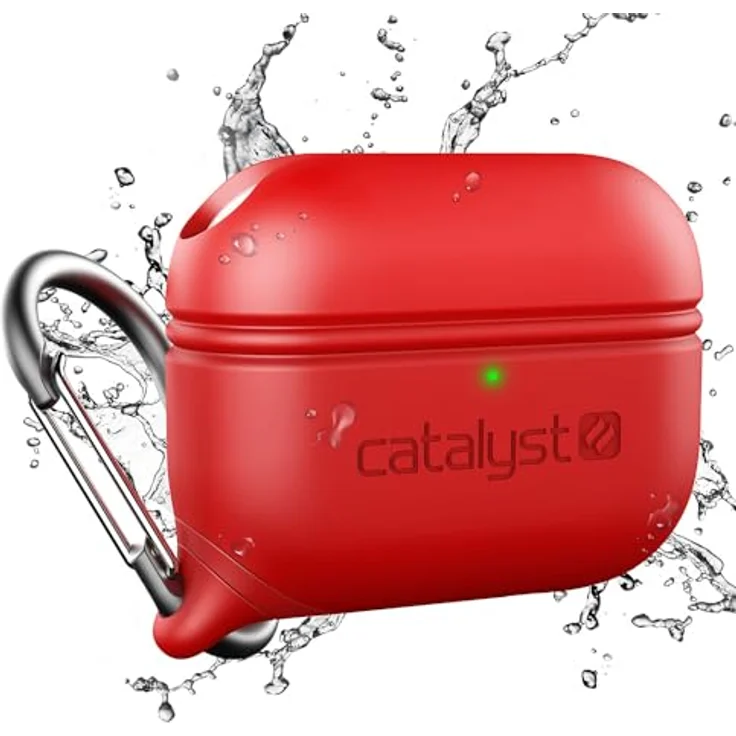 Catalyst Wasserdichtes Special Edition Case für AirPods Pro (1. und 2. Generation) – IP67 Schutz, einteiliges Design, hoher Fallschutz, mit Karabiner, Soft-Touch – Rot – Bild 1