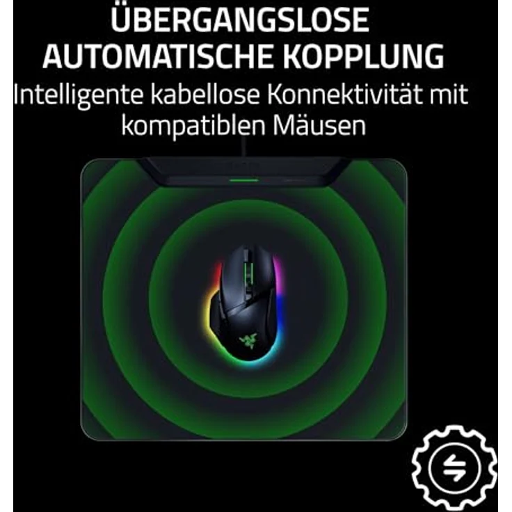 Razer HyperFlux V2, Kabelloses Lademauspad System für Gaming-Mäuse mit LED-Ladeanzeige, Anti-Rutsch Gummifüßen, Autopairing, USB Anschluss, Schwarz – Bild 3