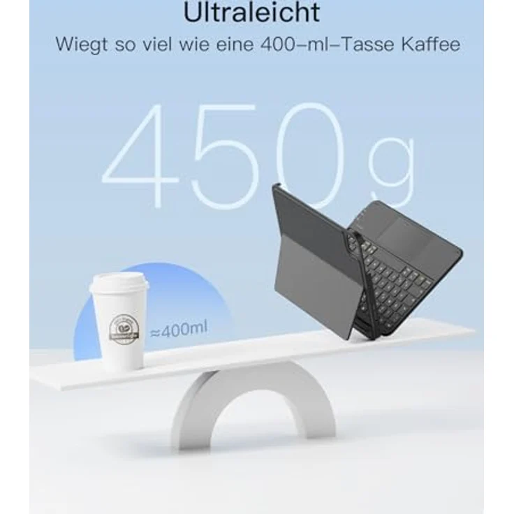 Inateck Hülle mit abnehmbarer Tastatur, ultraleicht mit Touchpad für iPad 10/11 Gen A16 2025, iPad Air 11" M3/M2 (2024), Pro 11 4/3/2/1, QWERTZ, AceTouch KB04122 – Bild 3