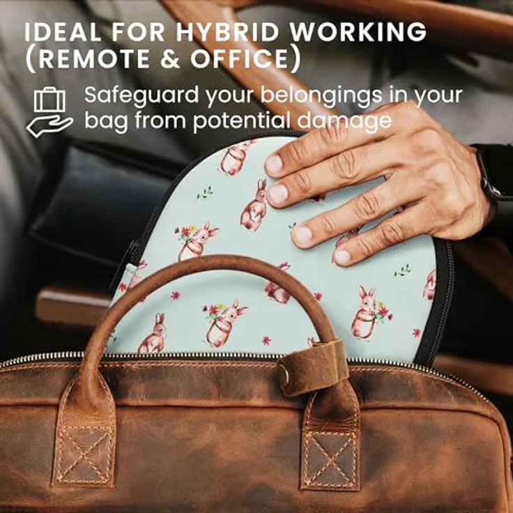 kwmobile Kopfhörer-Schutzhülle Hülle für Sony WH-CH520 / WH-CH510 Neopren Tasche, Case für Headset aus Neopren Stoff Hasen und Blumen Design - Robuste Schutzhülle für Headset, strapazierfähiges Neopren, Innenmaße 21,5 x 16 cm – Bild 5