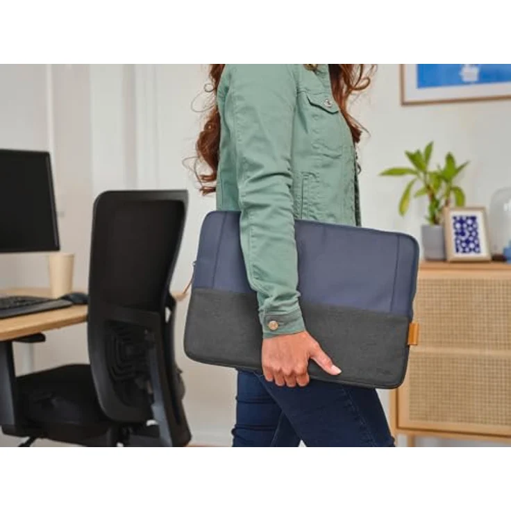 Trust Lisboa Laptophülle 16 Zoll, Laptoptasche aus Recycelten PET-Flaschen, Arbeitstasche Laptop Sleeve, Tasche Herren Damen für MacBook Notebook HP Dell Asus Lenovo Reisen Business - Blau – Bild 5