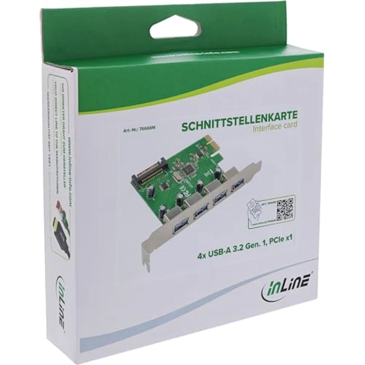 InLine PCIe USB Karte 4 Ports, USB-A 3.2 Gen. 1, SATA Power, Hot-Plug, Datenübertragung bis 5 Gb/s, 76666M – Bild 3