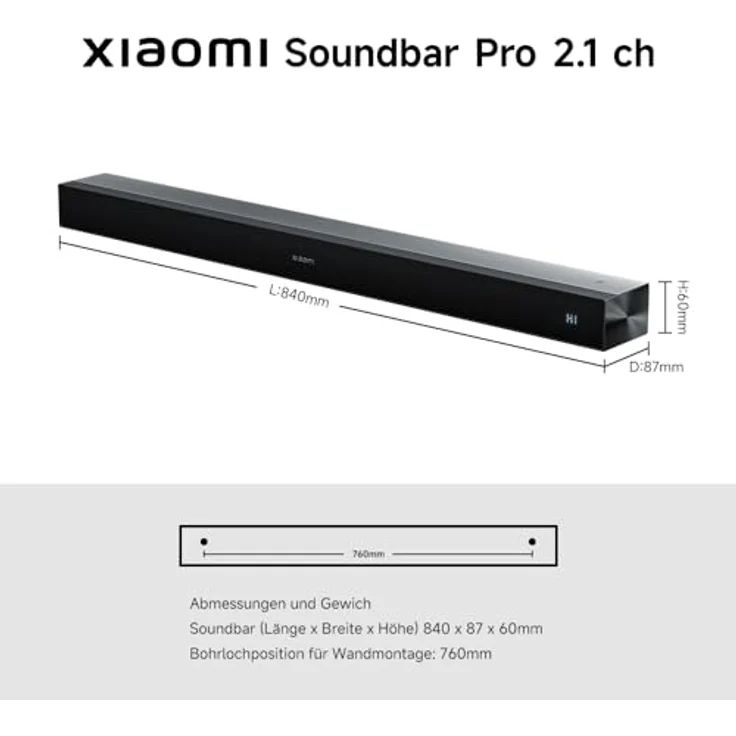 Xiaomi Soundbar Pro NS4-EU, 2.1 Kanal Soundbar mit 300W Leistung, kabellosem Subwoofer und Dolby Audio – Bild 5