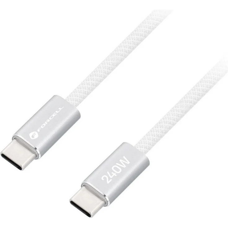 Forcell CBN1 USB-C Ladekabel, 120 cm, bis zu 240 W Ladeleistung, AVS-Technologie, verstärkte Konstruktion, weiß