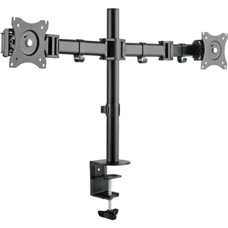 ULTRADESK Skeleton Doppelter Monitorständer für Schreibtische - 2X bis zu 27-Zoll-Monitore - 360°-Schwenkarm - Höhenverstellung - 40x11,6x45cm