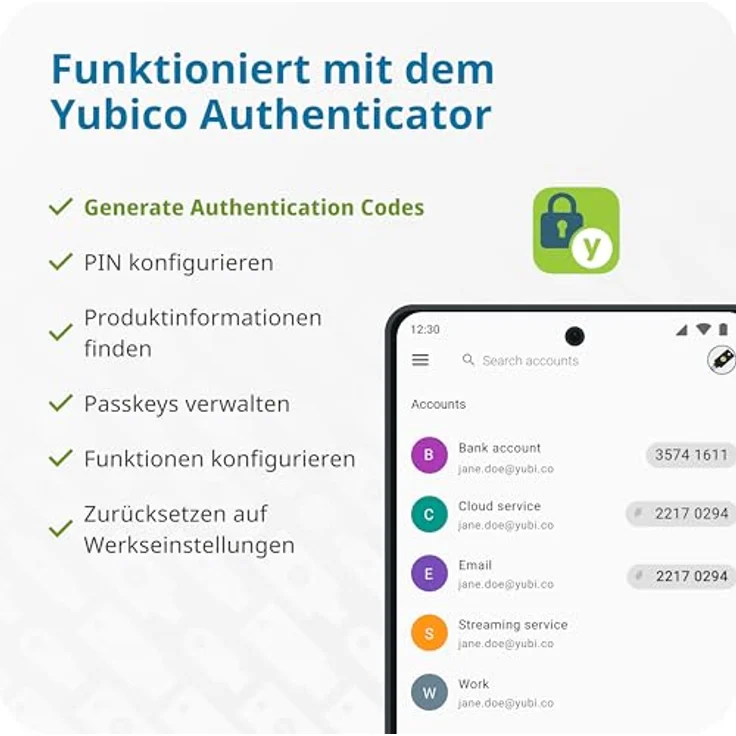 Yubico YubiKey 5 NFC, Sicherheitsschlüssel mit USB-A Anschluss, robust und langlebig – Bild 5