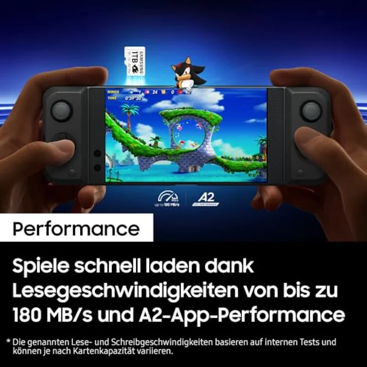 Samsung Sonic the Hedgehog(TM) 512 GB microSD-Karte + SD-Adapter, UHS-I U3, Full HD & 4K UHD, 180 MB/s Lesen, 130 MB/s Schreiben, Datenspeicher für Handheld-Konsolen, Blau – Bild 5