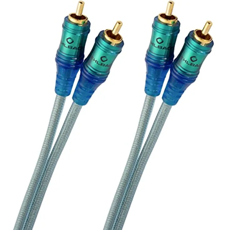 OEHLBACH Ice Blue 150 - Stereo Audiokabel Cinch-Kabel Set - 2X Cinch/2x Cinch RCA - 2-Fach Schirmung, OFC Kupfer - 1 Paar 2 x 1,5 m - blau/transparent