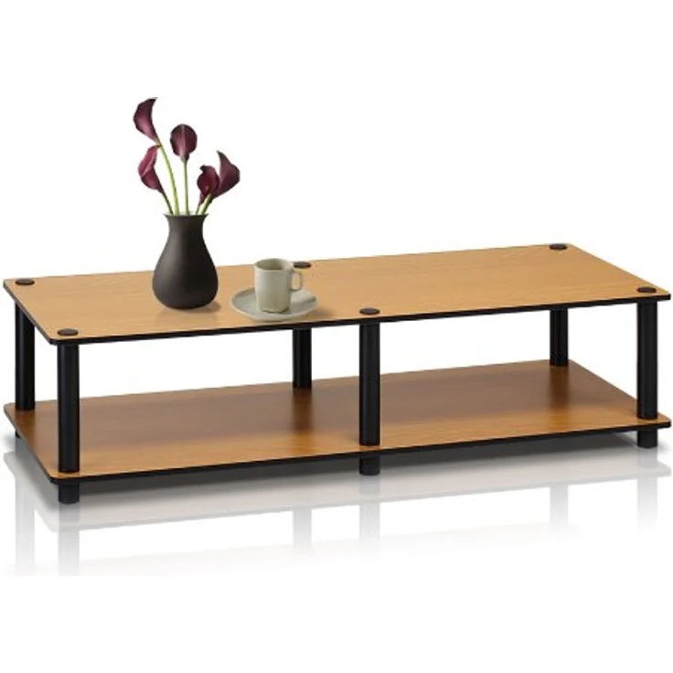 Furinno Just TV Ständer, Holz, Hellkirsche/Schwarz, Breit 41.3"(W) x10.9(H) x15.6(D) – Bild 3