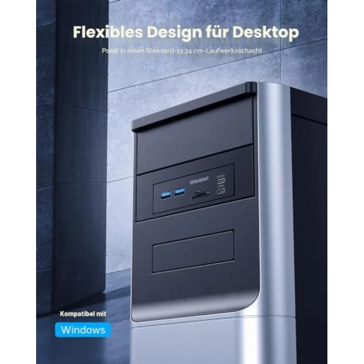 GRAUGEAR G-MP01CR-5 8-in-1 Frontpanel-Upgrade mit 2x USB-C, 2x USB-A, bis zu 10 Gbit/s, SD/microSD-Kartenleser für 3,5-Zoll-Schächte – Bild 4